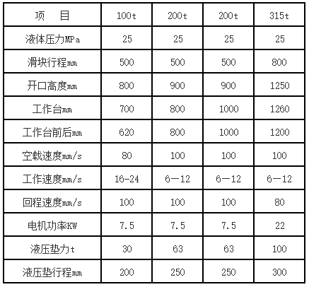 拉伸液压机参数 拉伸液压机参数
